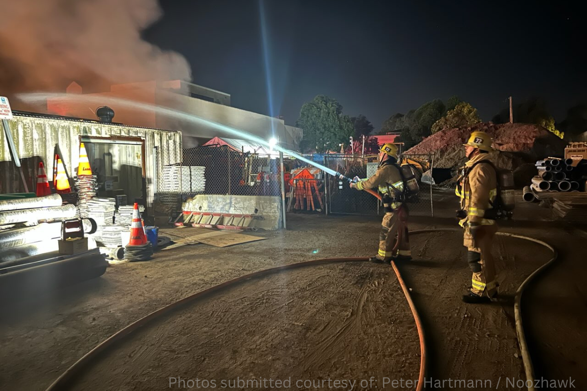 Firefighters extinguish a large structure fire on 700 East Carpinteria St