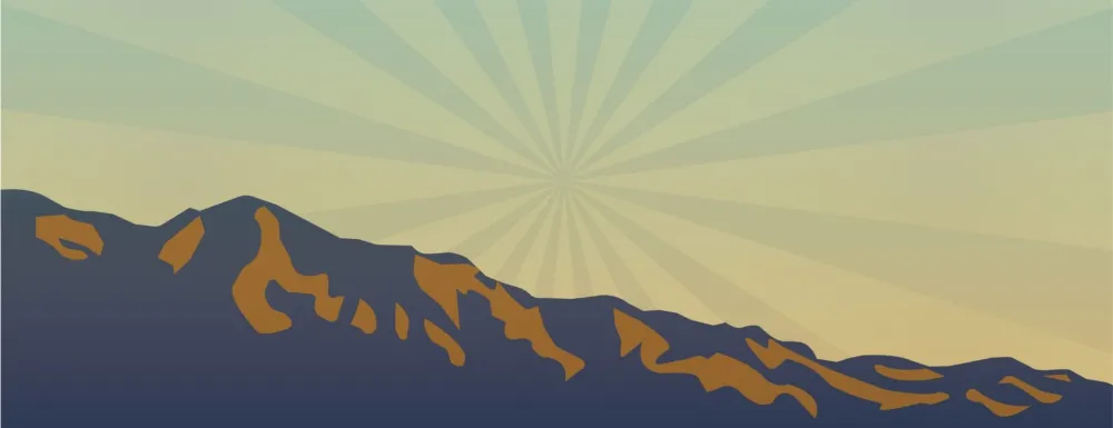 Graphic of mountains and sunlight