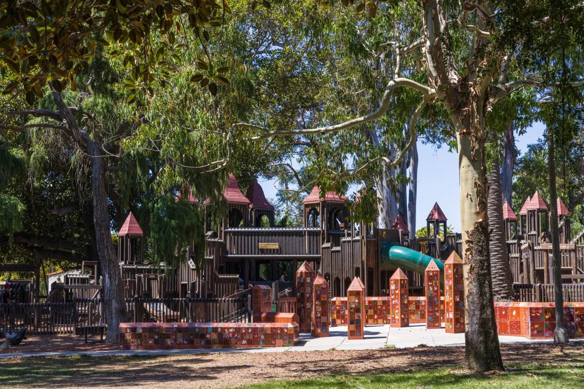 Kids World playground surrounded by trees