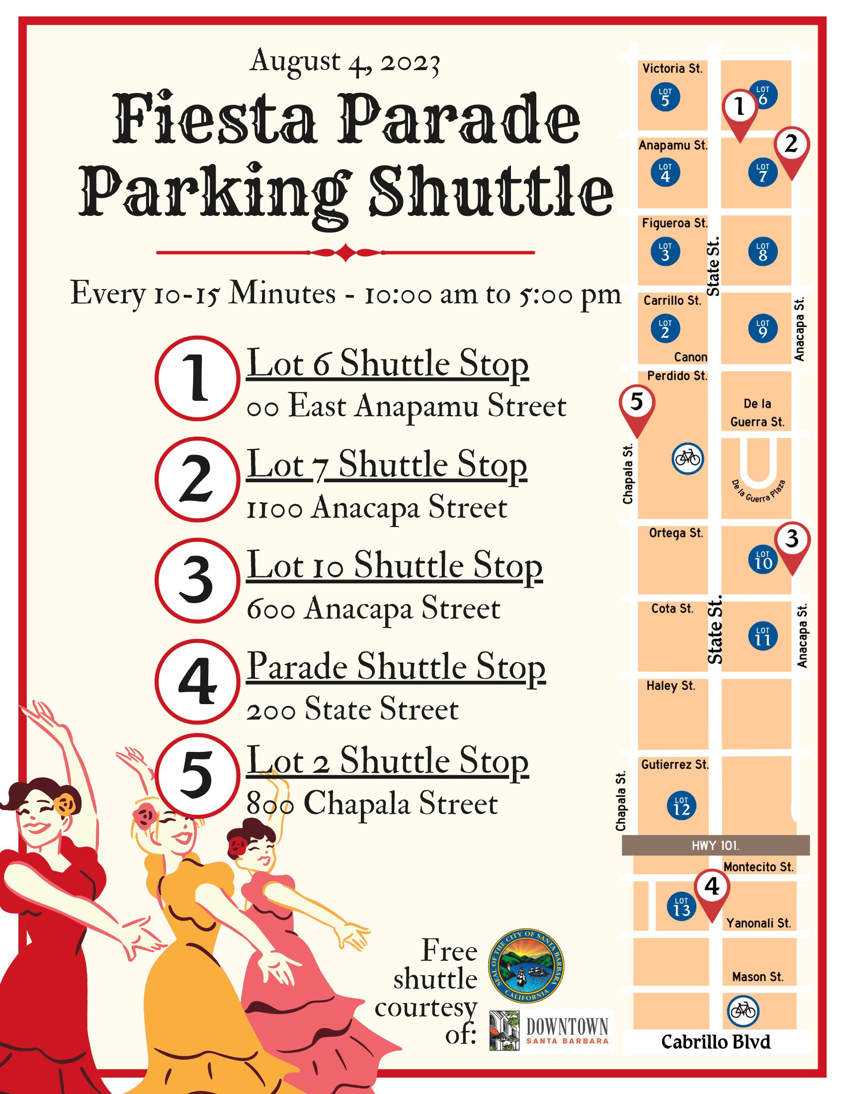 Fiesta Parade Parking Shuttle Map