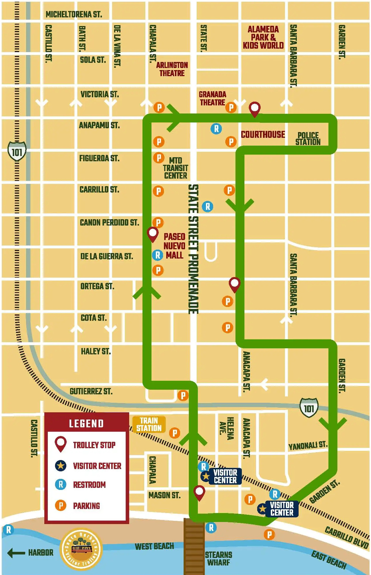Santa Barbara Visitor Trolley Pilot Project Route Map