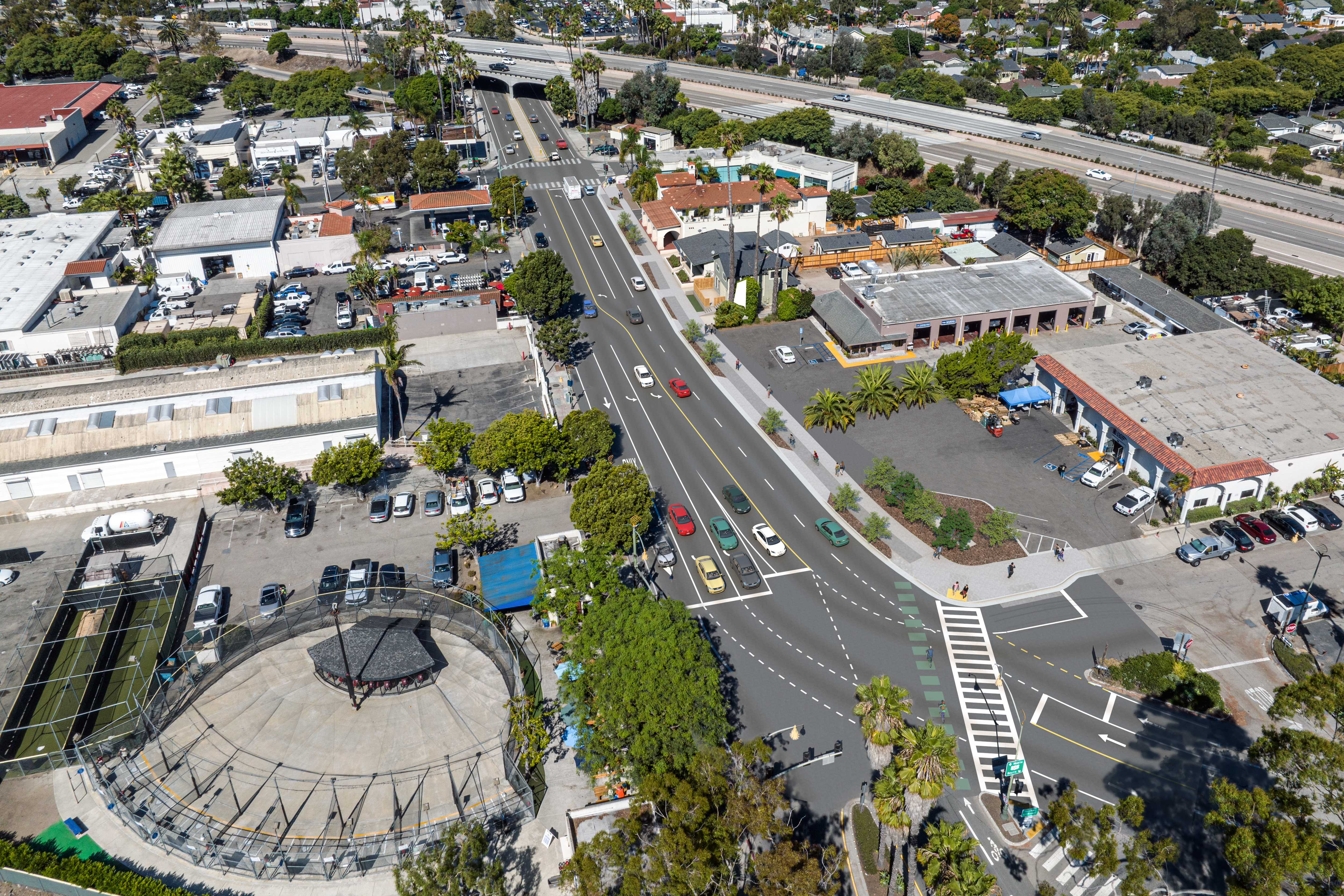 Aerial rendering of the Milpas Highway 101 Improvements