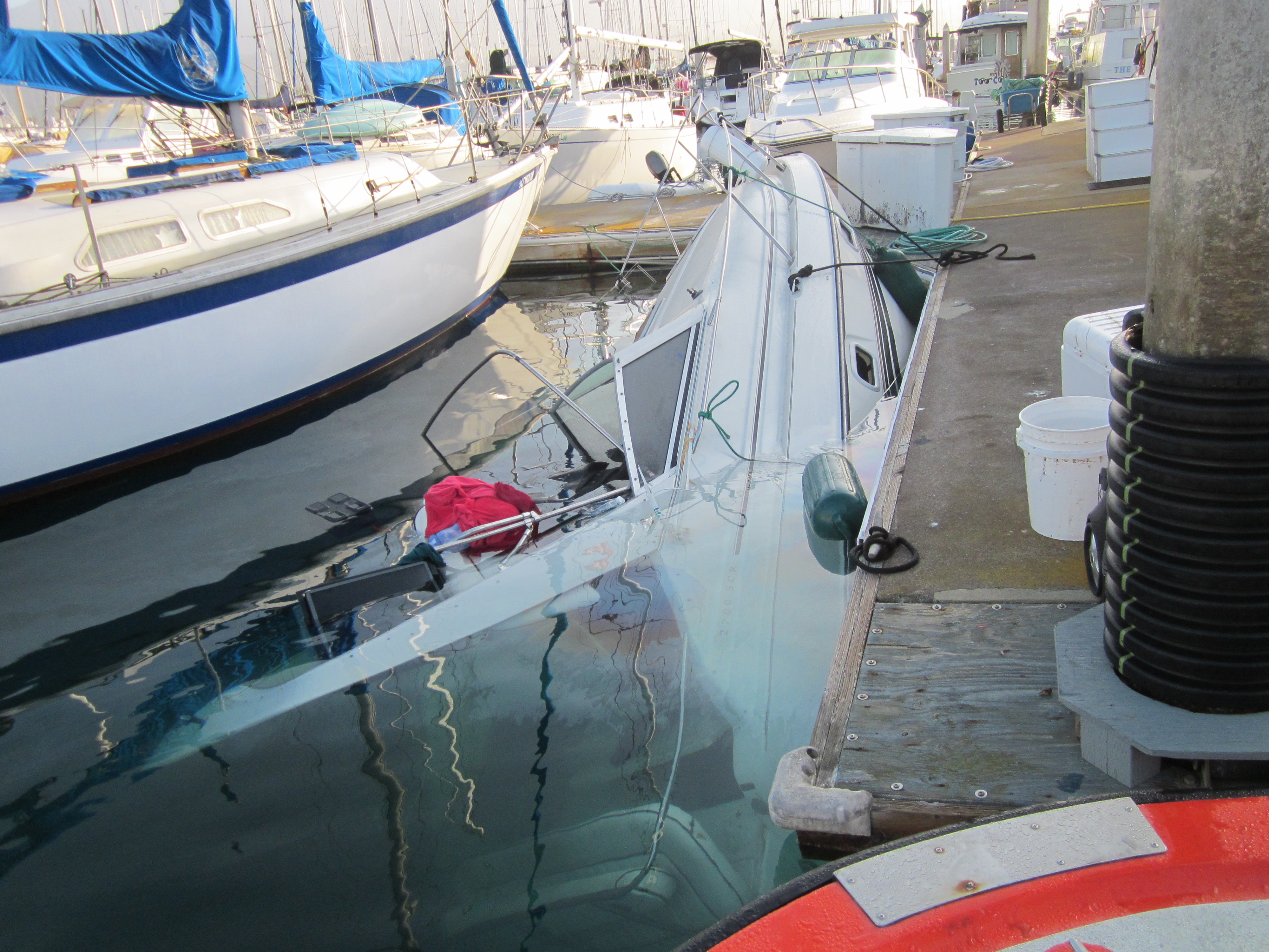 Vessel sinking in harbor