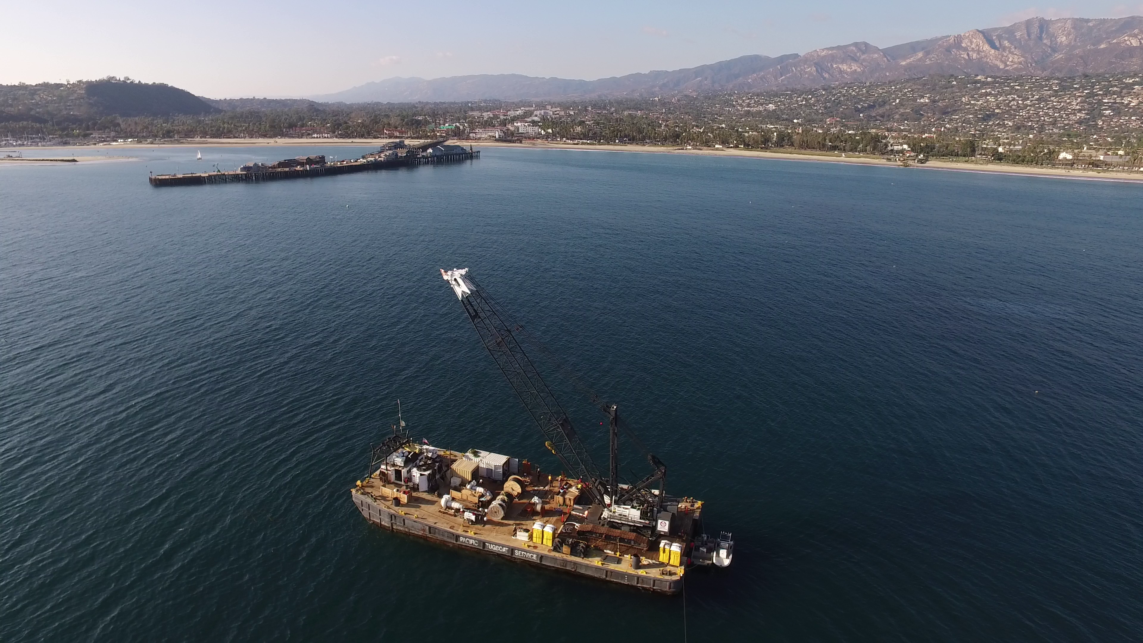 Desal Barge Near Pier