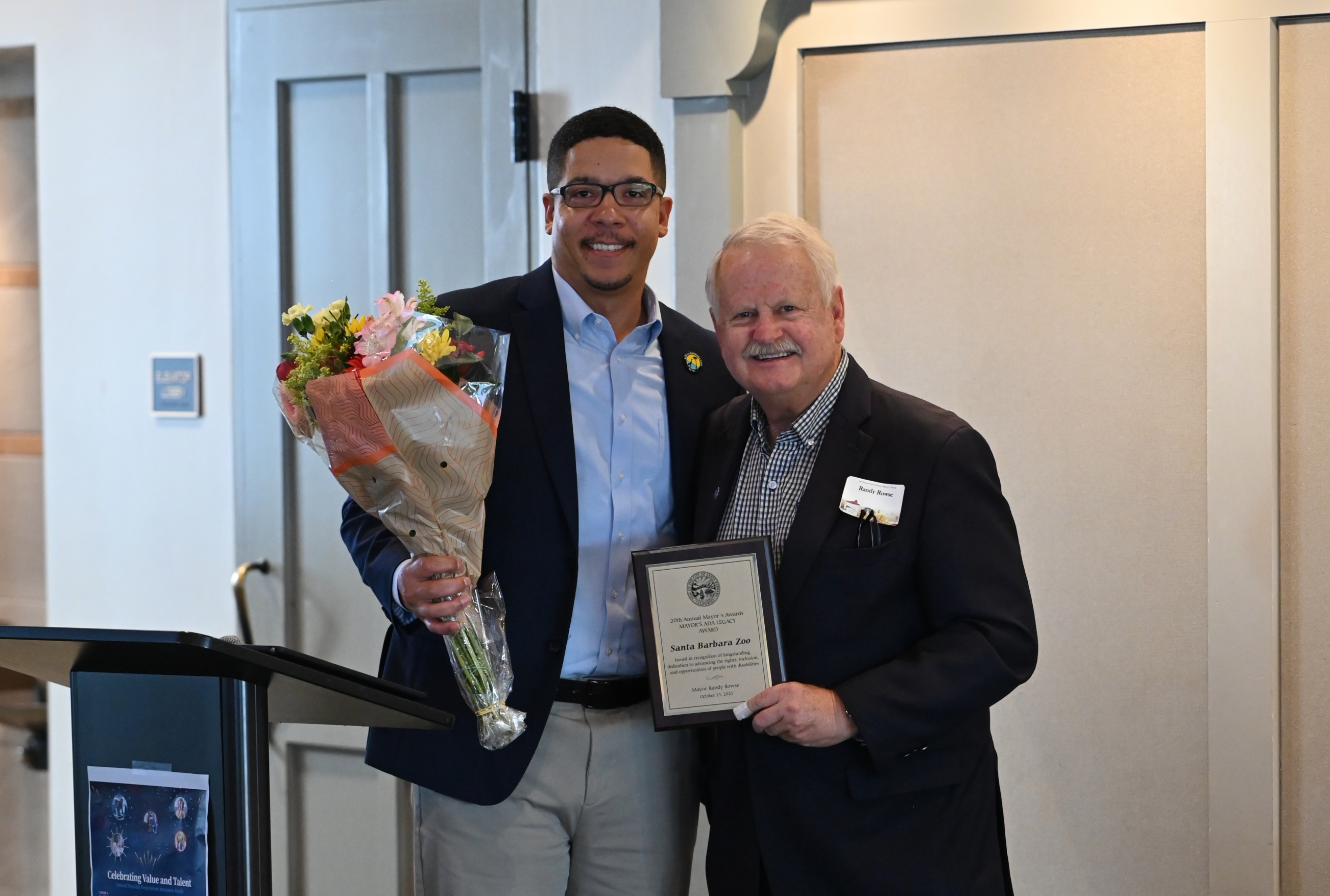 Charles Hopper and Mayor Randy Rowse.