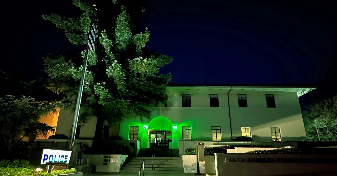 SBPD Station Light up Green.