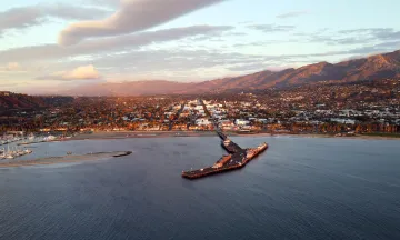 City of Santa Barbara viewed from the air over the ocean