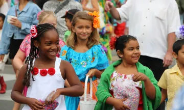 Girls in costume at Children's Fiesta Parade