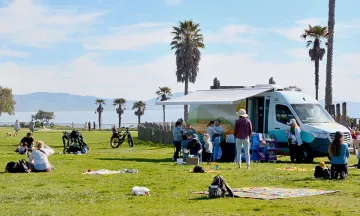 Library on the Go van at the beach