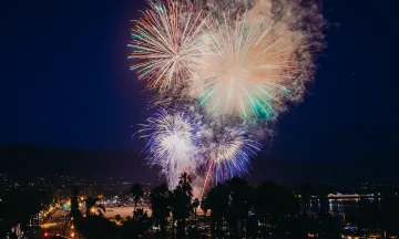 Fireworks explode over West Beach