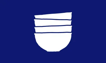 Backyard Bowls logo, four white bowls stacked on a blue background