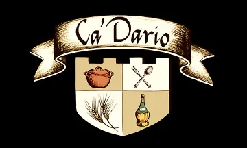 Ca'Dario logo with a coat of arms with a pot, fork and spoon, wheat, and bottle