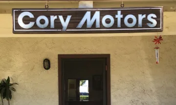 Cory Motors sign and storefront