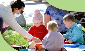 caregiver playing with children