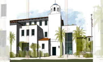 Rendering of the front entrance of the new Police Station Project