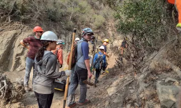 Volunteers helping with trail maintenance