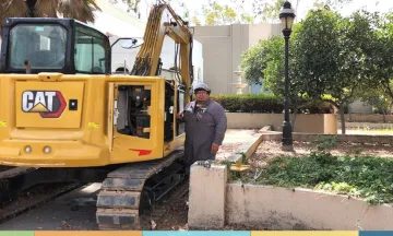 construction equipment outside the library