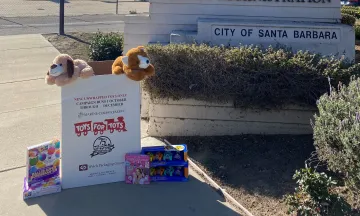 Toys for Tots Box in front of Airport Administration Building