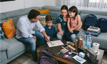 Family reviewing their emergency plan