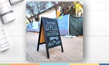 Chalkboard sign for Library