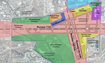 Map shows the proposed updates to the Airport Master Plan