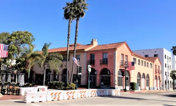 image of State Street showing baracades for open street.