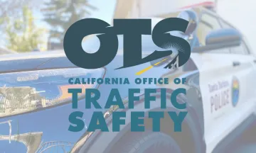 Graphic with the OTS logo over an SBPD police car