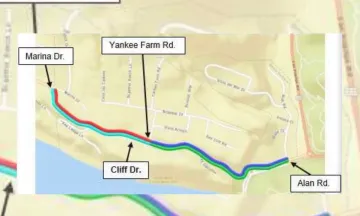 Image of map, showing the project area along Cliff Drive