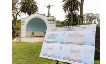 A shot of the plaza del mar band shell 