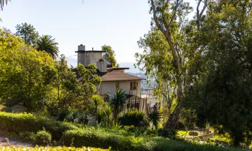 Franceschi House appears through trees