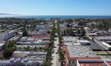 Aerial image of downtown Santa Barbara looking toward the south