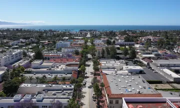 Aerial image of downtown Santa Barbara looking toward the south