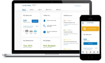 image of watersmart portal on laptop and phone