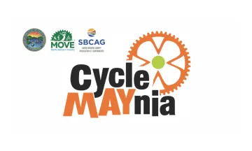 CycleMAYnia logo, City of Santa Barbara Seal, MOVE Santa Barbara County logo, and Santa Barbara County Association of Governments logo. 