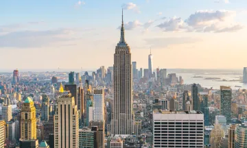 New York skyline at sunset