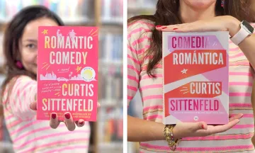 Staff member holding Romantic Comedy by Curtis Sittenfeld.