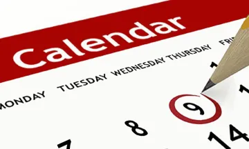 Image of calendar showing wednesday circled in red