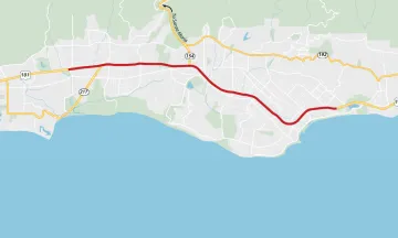 Map of the Santa Barbara Highway 101 Corridor Improvements Project from Milpas Street undercrossing to the Fairview Avenue overcrossing