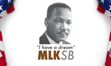 I have a dream_MLKSB logo with City of Santa Barbara Seal on a background of the American flag