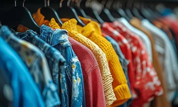 Clothes on a rack for display. 