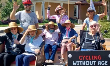A group of participant in a Cycling Without Age ride.