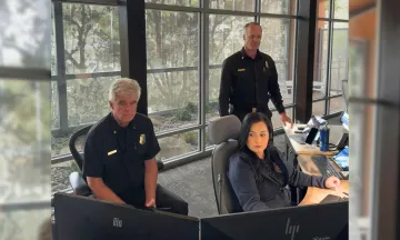 Fire Chief Mailes and Staff at the Santa Barbara County Regional Fire Communications Center.