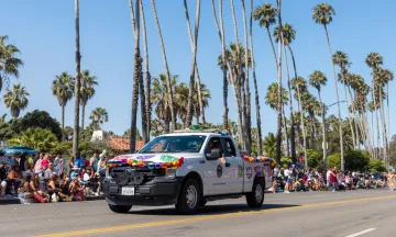 A City Fleet vehicle along the Children's Fiesta Parade Route.