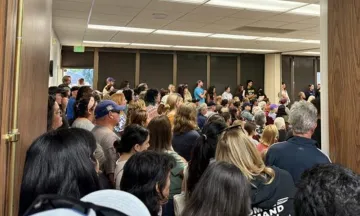 Crowd at the Special City Council Meeting on July 15, 2025.