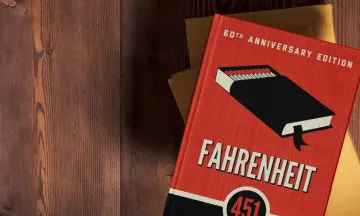 60th Anniversary edition Fahrenheit 451 on a table.