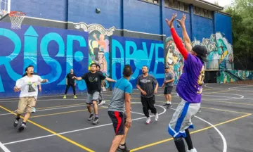 Picture of people playing on Bohnett Park Basketball Court