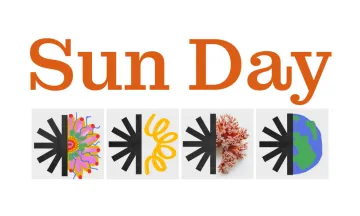 Sun day text and illustrations of sun and energy 