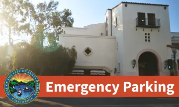 Emergency Parking text over an image of Lot 2 parking garage