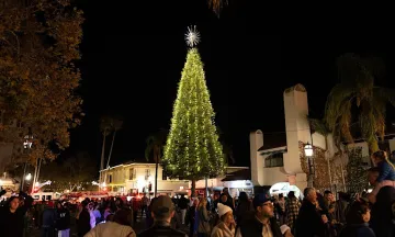 Tree lighting in Downtown Santa Barbara.