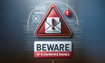 Image and graphic with text saying beware of scam emails and image of email that looks like it is in cyber space
